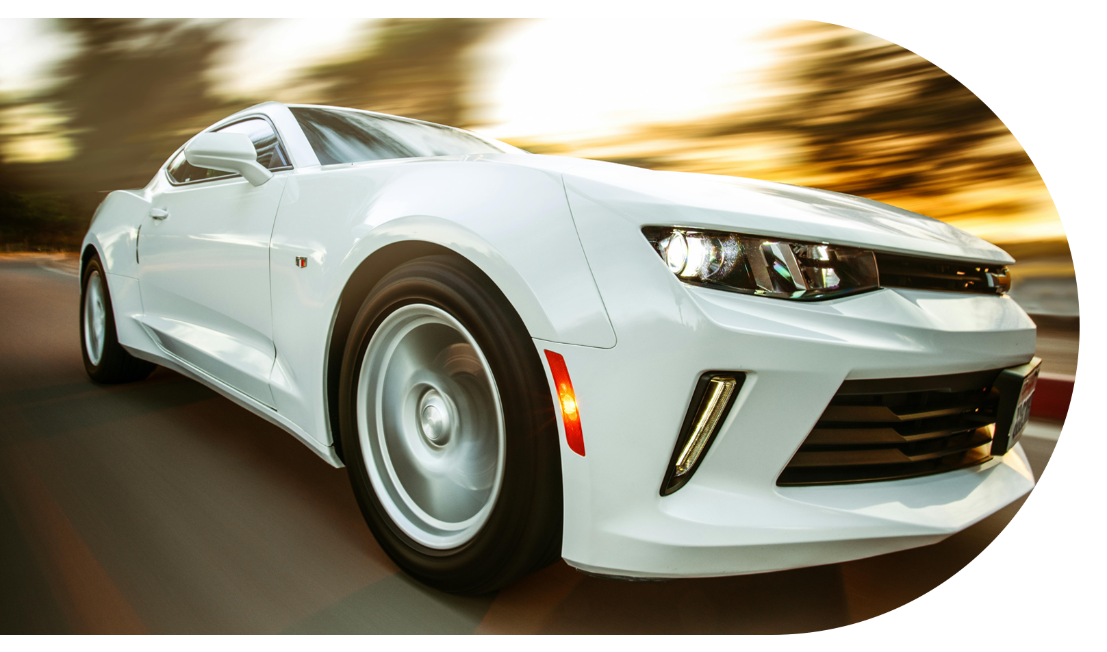 White SUV driving on the road